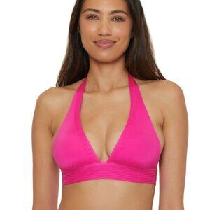 Trina Turk Pleated Halter Bikini Top 12 Pink Parade NWT